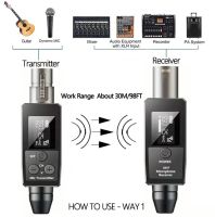 ไมโครโฟนไร้สายเครื่องรับส่งสัญญาณเสียบเข้ากับไมโครโฟน XLR ไร้สายเหมาะสำหรับไมโครโฟนแบบเก็บประจุ48V