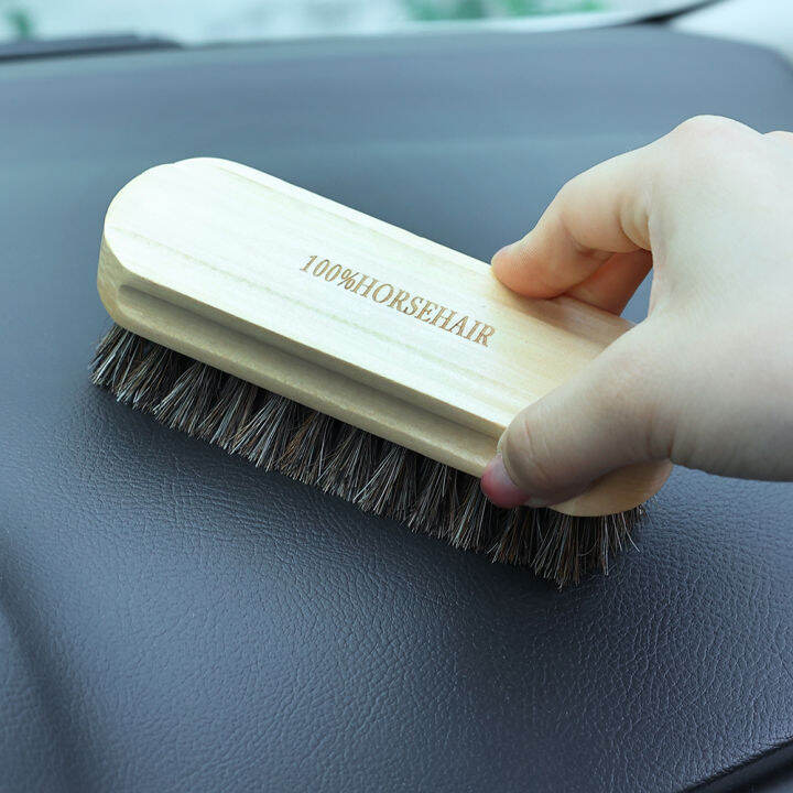 Genuine Horsehair Wooden Brush Car Detailing Polishing Buffing Brush