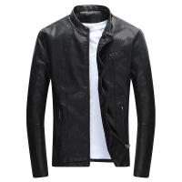 ZZOOI Autumn Winter Mens Casual Zipper PU Leather Jacket  Motorcycle Leather Jacket Men Leisure Clothing Mens Slim Leather Jacket