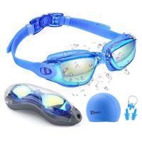 Swim Goggles Anti-fog UV Caps Silicone Glasses Earplug for Kids Men Diving Eyewear