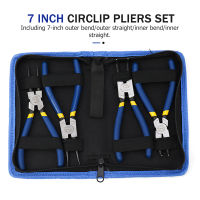 QUK 79 Inch Circlip Pliers Set Snap Ring Remover Internal External Straight Bend Tip Long Nose Clamp Repair Hand Tool Kits