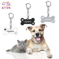 ▪ STVK Bone Color Personalized Pet Dog Tags Free Engraving Kitten Puppy Anti-lost Collars Tag for Dog Cat Nameplate Accessories