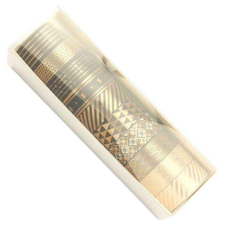 10-rolls-black-gold-foil-washi-tape-set-paper-scrapbooking-adhesive-masking-diy