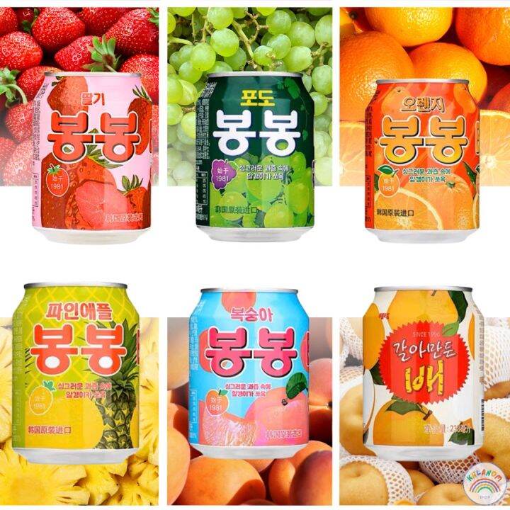 เครื่องดื่มน้ำผลไม้-น้ำผลไม้-น้ำผลไม้กระป๋องhaitai-crushed-juice-bongbong-238-ml-น้ำผลไม้เกาหลี-htb-ผสมเนื้อผลไม้แท้-6-รสชาติ