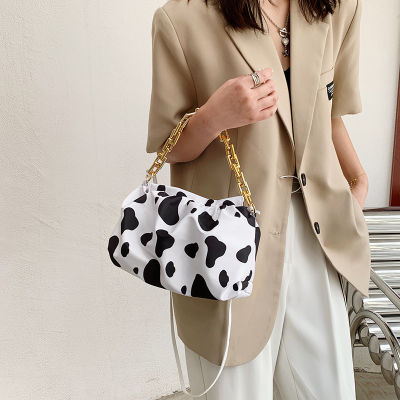 Womens Chain Bag 2022 New Japanese Cute Cows Pattern Underarm Bag Fashion Casual Portable Shoulder Bag