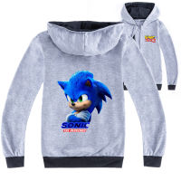 Sonic The Hedgehog Boy S Long Sleeve Black/grey Kid S Clothing 3-16 Yrs Jacket For Boys 15 Years Old Girls Hooded Zipper Sweater Spring And Autumn Cotton + Polyester