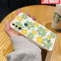 เคส JIUMOO สำหรับ Huawei Y9 Prime 2019 P Smart Z แฟชั่นสวยงามดอกไม้ใหม่พื้นผิวกรอบสี่เหลี่ยมชุบซิลิก้าเจลเคสมือถือกันกระแทกรวมทั้งหมดเลนส์กล้องถ่ายรูปกรอบป้องกัน