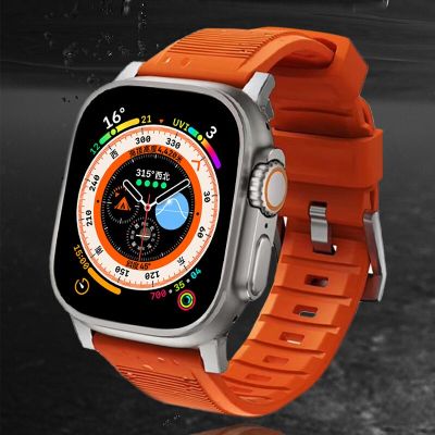 Sport Strap For Apple Watch Ultra 49mm 8 7 45MM 44MM 42MM Soft Silicone Rubber Bands For iWatch Series 8 7 6 5 4 3 SE Bracelet Straps