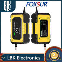 FOXSUR รุ่น FBC1206E  เครื่องชาร์จแบตเตอรี่ FOXSUR รถยนต์ 12V 6A 4-120Ah Pulse Repair จอแสดงผล LCD อัจฉริยะ Fast Charge