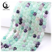 Zhe Ying ขายส่ง 6/8/10mm fluorite สร้อยข้อมือลูกปัดรอบหินธรรมชาติ Healing คริสตัลอัญมณี fluorite ลูกปัดสำหรับเครื่องประดับทำ