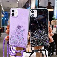 Glitter Case For Oppo Reno 8T 8 7 6 4 5 Find X5 Lite Pro Plus A17 A77 A57 A96 A15 A54 A52 A53 Silicone Cover Cord Chain Lanyard