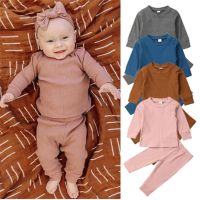 0-24M Unisex Infant Outfits Spring Autumn Baby Boys Warm Knitted Tops Long Pants Set Pink Gray Black Casual Outfits For Girls  by Hs2023