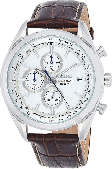Đồng hồ Seiko cổ sẵn sàng (SEIKO SSB181 Watch) Seiko Chronograph SSB181  Silver Tone Dial Brown
