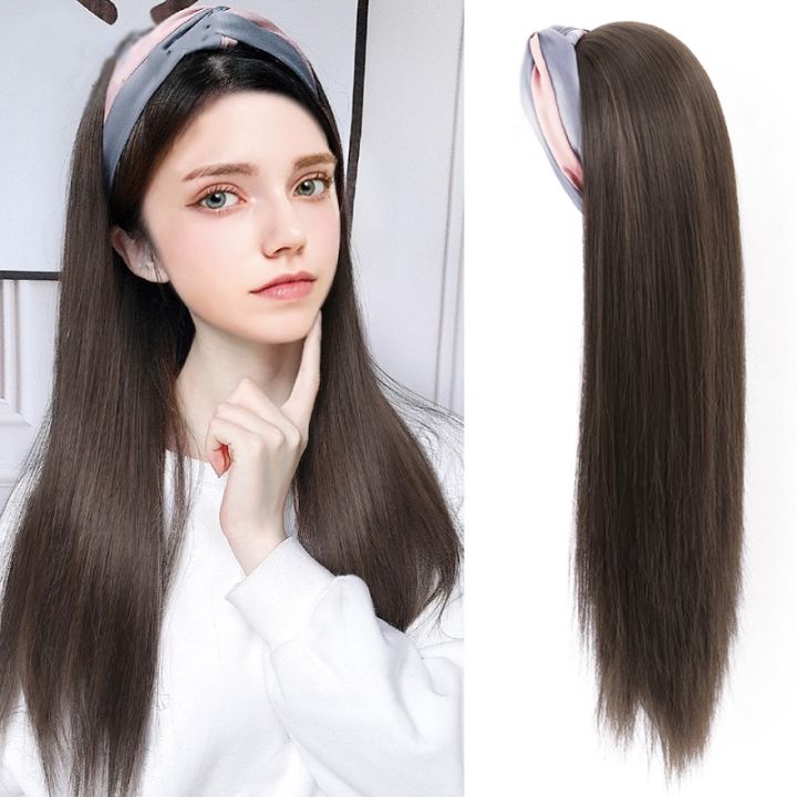Long Headband Synthetic Half Wig Straight Curly Natural Hair Clip In Hair  Extensions Fake Hairpiece For Women | Lazada