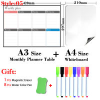 A3 Size Magnetic Monthly Weekly Planner Calendar Table + A4 Size Whiteboard Dry Erase White Board Fridge Sticker Daily Recipe