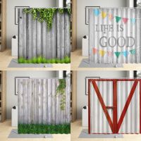 Wood Grain 3D Green Plants Shower Curtain Celebrate Decor Pattern Waterproof Screen With Hooks Hanging Curtains Multi Size