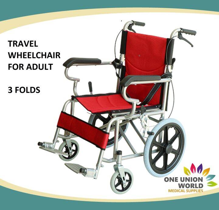 Travel Wheelchair Traveller's Wheelchair 3 Folds Standard Wheelchair