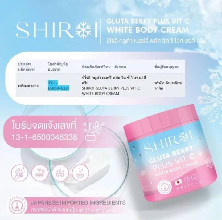 ของแท้-100-พร้อมส่ง-ชิโรอิ-shiroi-gluta-vit-c-บอดี้ครีมกลูต้า-ผิวขาว-ลดรอยแตกลาย-จุดด่างดำ-คอลลาเจน-บำรุงผิว-ครีม-ของ-พิม-พิมประภา