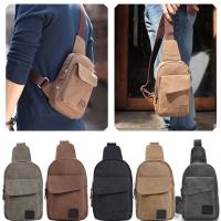 【CW】 Men  39;s Small Chest Sling Hiking Messenger Shoulder Men Canvas