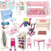 NK Mix Doll Accessories Fashion Furniture  Bed Mirror Fridge Dinner Chair Shoes Rack Storage Dollhouse  For Barbie Doll Toys JJ Electrical Connectors