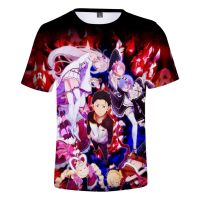 Re: Zero 3D Print T-shirt Japan Anime Kara Hajimeru Isekai Seikatsu Maid Ram Rem Natsuki Subaru Emilia Cosplay Summer Tee Shirts