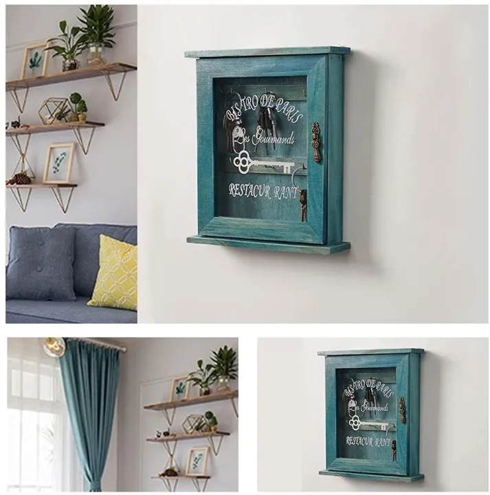 PHLITOP Key Holder Box, Wooden Key Holder Box, Vintage Key Rack