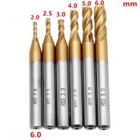 【LZ】 6pcs Milling Cutter Set 2-6mm Titanium Coating HSS 4 Flute Metric End Mill Cutter 6mm Straight Shank CNC Drill Bit Set