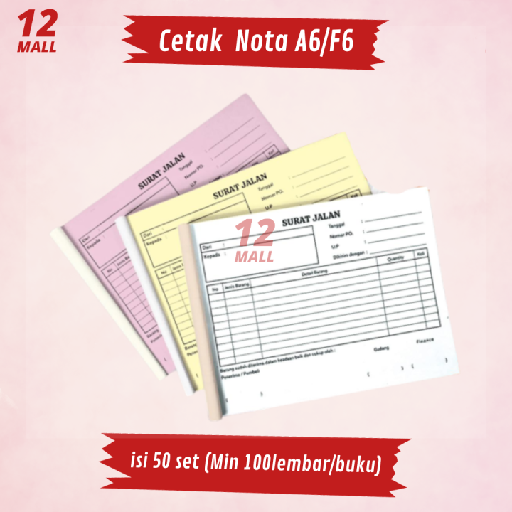 Cetak Nota A Atau F Kertas Ncr Custom Kuitansi Surat Jalan