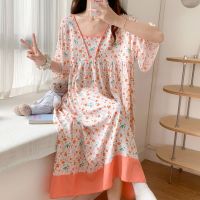 --SY23726❧♛♧ l summer n silk m-se ghtdress women 2 catties th loose fat n silk long home service