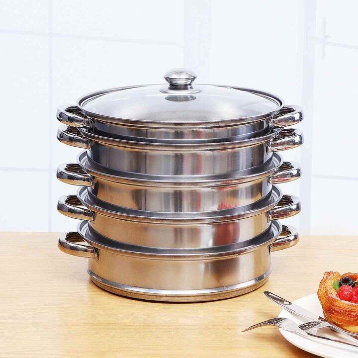 5 Layers Stainless Steel Thick Steamer pot Soup Steam Pot Universal