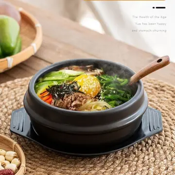 BOBIKUKE Korean Stone Pot With Lid Nonstick Casserole Soup Pot Induction  Kitchen Cookware Dish Bowl Stone Bibimbap Cast Aluminum