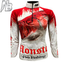 เสื้อตกปลา,ปั่นจักรยาน HQ RED Monster Pro Fishing (สินค้าพร้อมจัดส่ง) ป้องกันแสง UV เนื้อผ้าผิวสัมผัสนุ่มนิ่ม,ใส่แล้วรู้สึกเย็นสบาย,ระบายอากาศดี