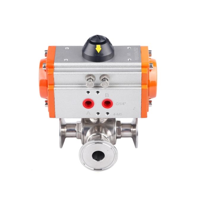 51mm-3-way-304-stainless-steel-sanitary-tri-clamp-ferrule-t-l-type-pneumatic-ball-valve-with-double-acting-cylinder