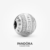 Official Store Pandora Logo Round Clip Silver Charm