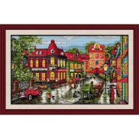 ✵◕ A corner of the city DIY scenery pattern 11CT 14CT cross stitch kits printed canvas needlework embroidery set home decor gifts