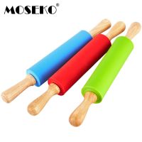 MOSEKO Non-Stick Silicone Rolling Pin Fondant Cake Dough Roller Decorating  Crafts DIY Baking Kitchen Tools with Wood Handle Bread  Cake Cookie Access