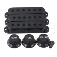 Black Guitar Parts Set Switch tip Single coil Pickup Cover 1 volume 2 Tone Knobs