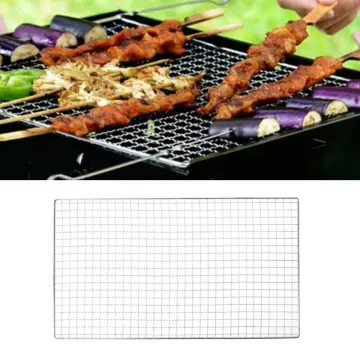 BBQ Grill Net Round Barbecue Mesh Racks Stainless Steel for Outdoor Camping Picnic 40.5cm Reusable, Silver