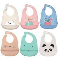 【CC】 Silicone Baby Bib Adjustable Print Saliva Dripping Bibs Soft Edible Drooling Scarf