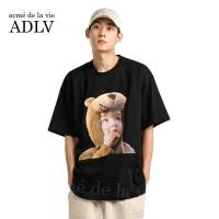 ADLV แขนเสื้อสั้นเด็กผู้ชายหน้าหมีสำหรับเด็กทารกเสื้อยืดแบบหลวมใส่ได้ทั้งชายและหญิงแฟชั่นใหม่ฤดูกาล2023