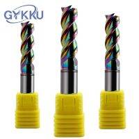 GYKKU HRC55 เครื่องตัดมิลลิ่งคาร์ไบด์ทังสเตนเอ็นมิลส์ที่มีสีสัน Cnc Router Bit 3 ขลุ่ยสําหรับอลูมิเนียมไฟเบอร์กลาสทองแดงอะคริลิค