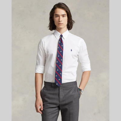 Polo Ralph Lauren SHIRT Custom Fit Stretch Poplin Shirt เสื้อเชิ้ต รุ่น MNPOWOV16822113 สี 100 WHITE