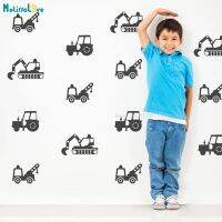 26pcs The Builder Collection Wall Stickers Construction Vehicles Decor Tractor Excavator Cars DIY Nursery Decals YT5320