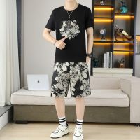 【Hot Sale】 2023 New European Mens Embroidered Short-sleeved Brand Shorts Two-piece Matching