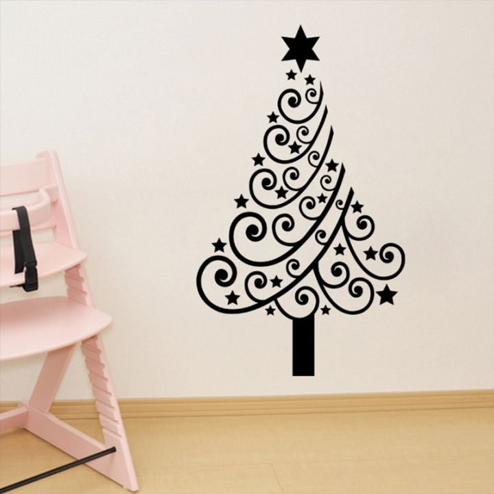 christmas-tree-christmas-series-glass-window-background-removable-wall-sticker-red-white-black-window-wall-sticker