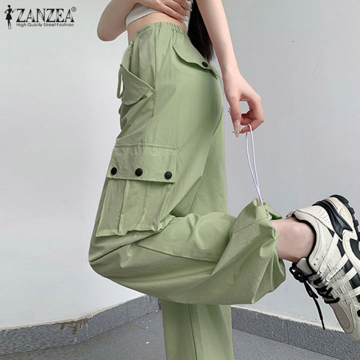 สินค้ามาใหม่-จัดส่งฟรี-fancystyle-zanzea-เอวยืดหยุ่นสายรูดสไตล์เกาหลีของผู้หญิงกางเกงหลวมกางเกงขายาวสีทึบแฟชั่น-10