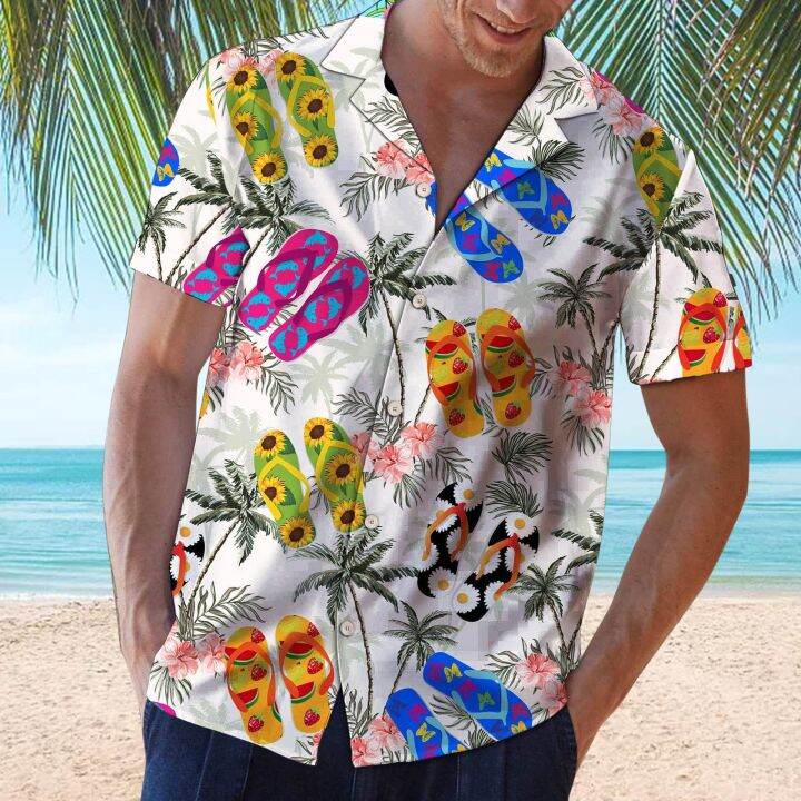 เสื้อเสื้อเชิ้ตแขนสั้นเสื้อเชิ้ตฮาวายแฟชั่นชายหาด-aloha-ไซส์ใหญ่ลำลองสำหรับผู้ชาย