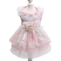 New Princess Dog Cat Mesh Dress Floral&amp;Lace Design Pet Puppy Skirt Spring/Summer Clothes Dresses