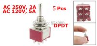 5 Pcs / Lot x AC 250V/2A 120V/5A ON/Off/ON Non Lock 3 Three Position DPDT 2P2T DP2T Momentary Toggle Switch 6 Pin 6mm Mounting