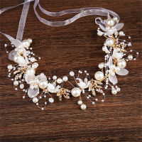 Pearls Hair Accessories Wedding Handmade Jewelry Ribbon Hairbands Bridal Tiaras Pearl Flower